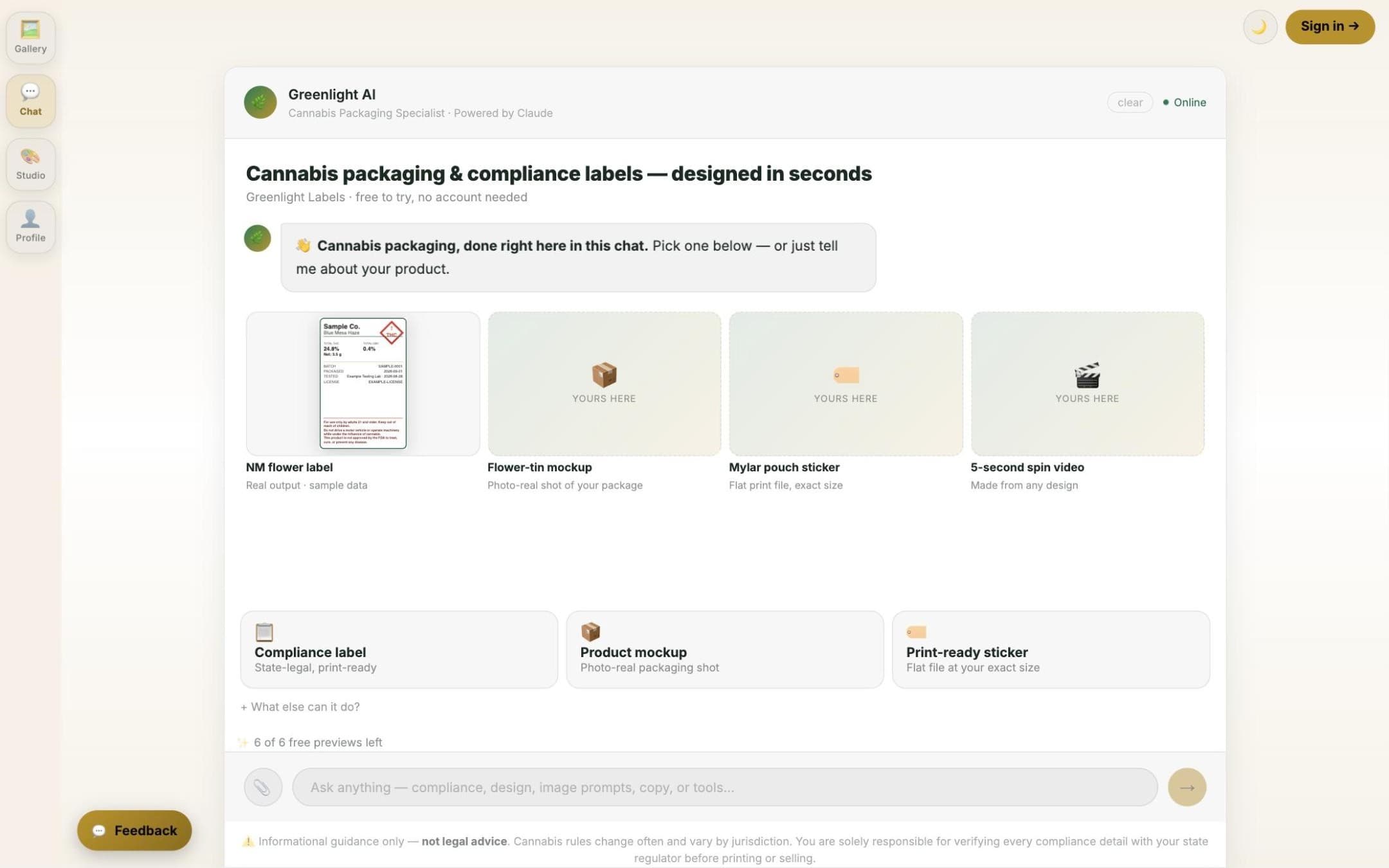 Greenlight Labels on desktop