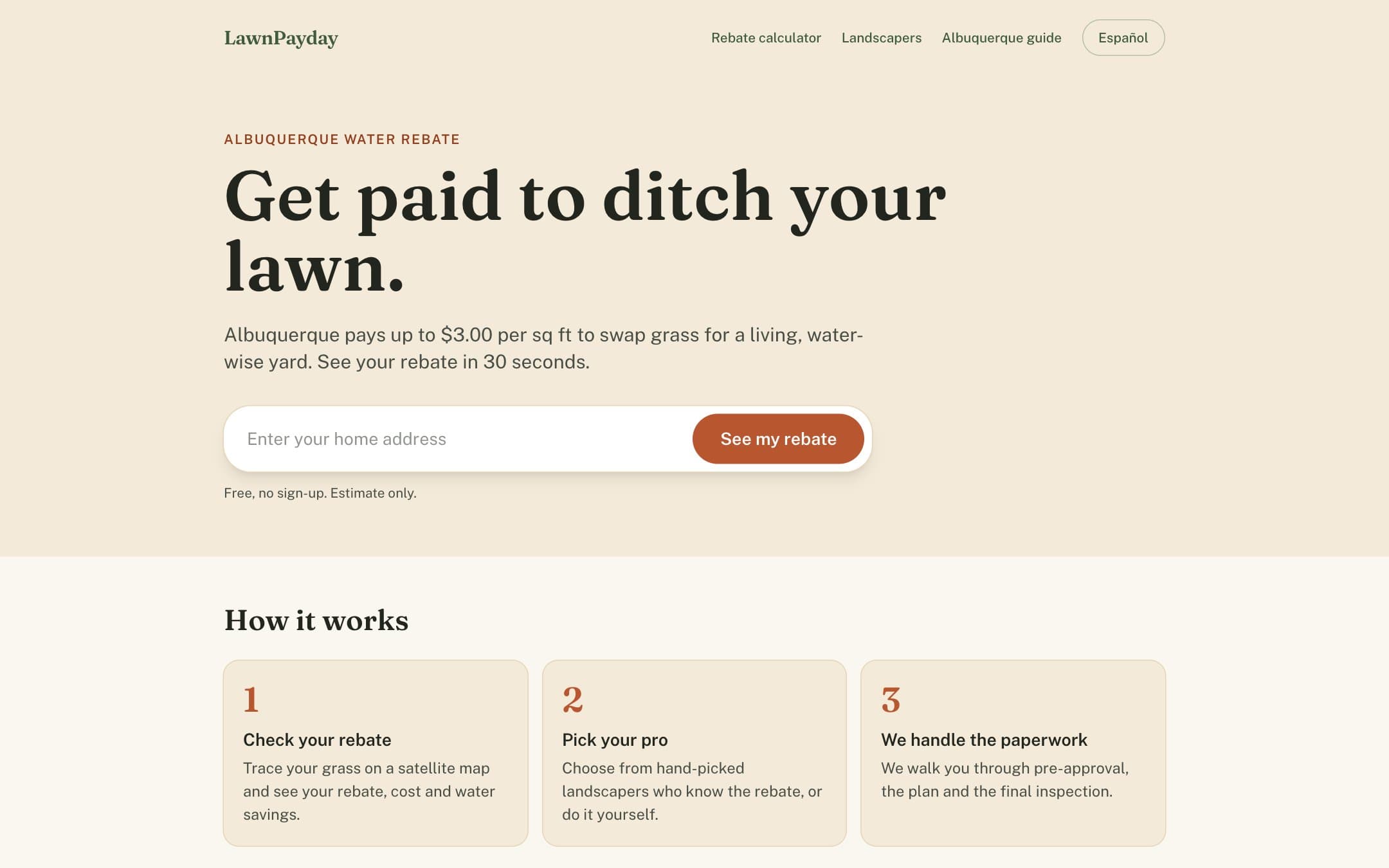 LawnPayday on desktop